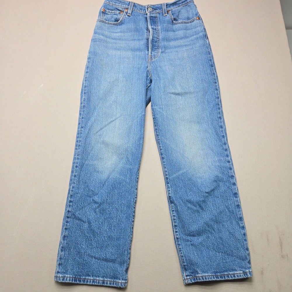 Levi's Big E Jeans Ribcage Straight High Rise Button Fly Blue Womens Size 29
